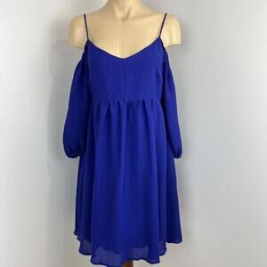 Anthropologie Moulinette Soeurs Carina Blue Open Cold Shoulder Dress Size Small